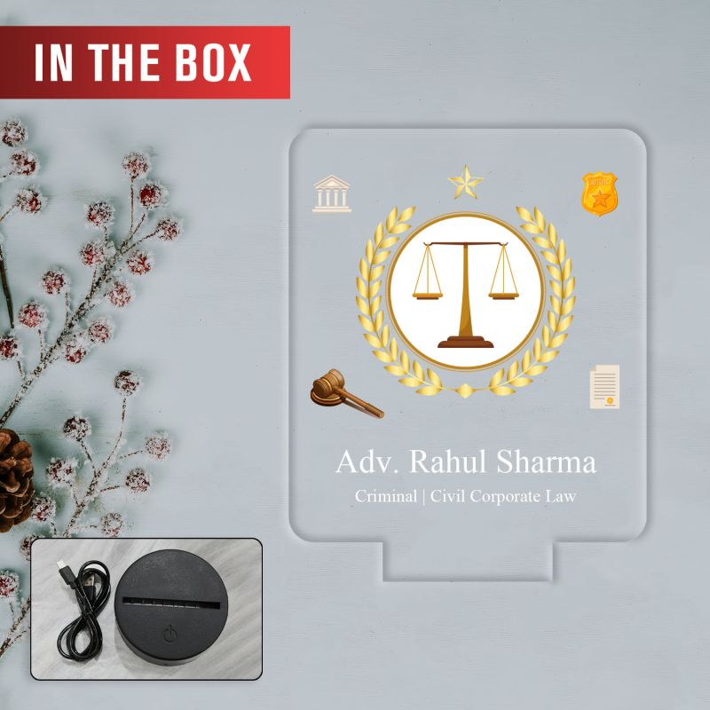 Personalized Advocate LED Desk Table Lamp with Automatic Color Changing Light Birthday Gift for Advocate & Lawyer Office Decor Light